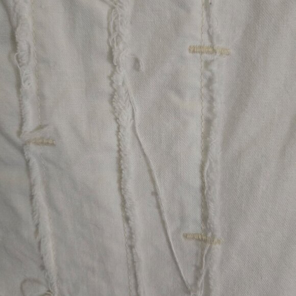 Burning Torch Recycled Cotton White Long Sleeve Raw Hem Full Zip Jacket Size S - Picture 5 of 8